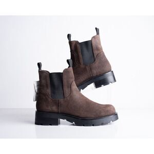 Zara Womens Suede Pull On Platform Ankle Boots Brown US 9 EU 40 1120/310 NWD